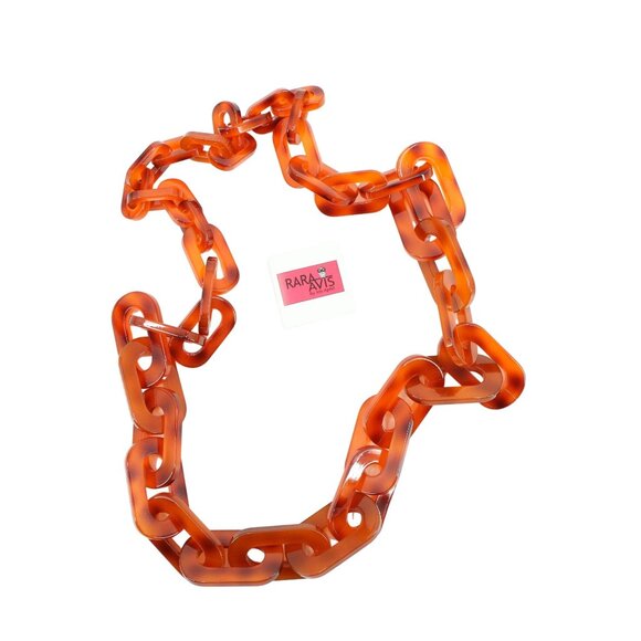 New Rara Avis Iris Apfel Chained Resin Chain Linked Link Necklace Tortoise Brown - Picture 5 of 5